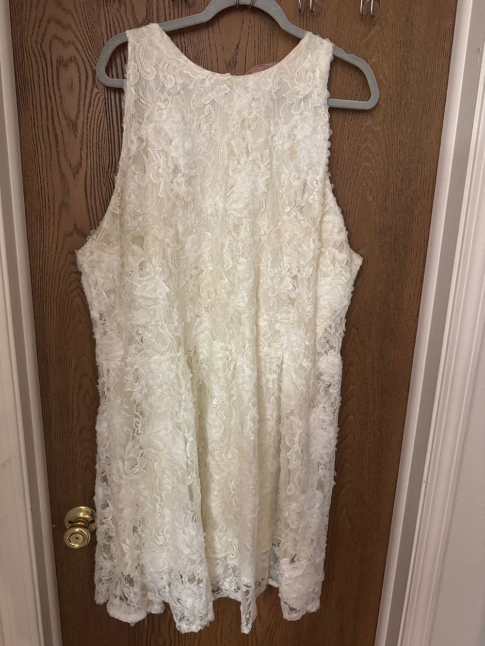 Lace Midi Dress in Ivory - Women's Elegant Sleeveless Dress